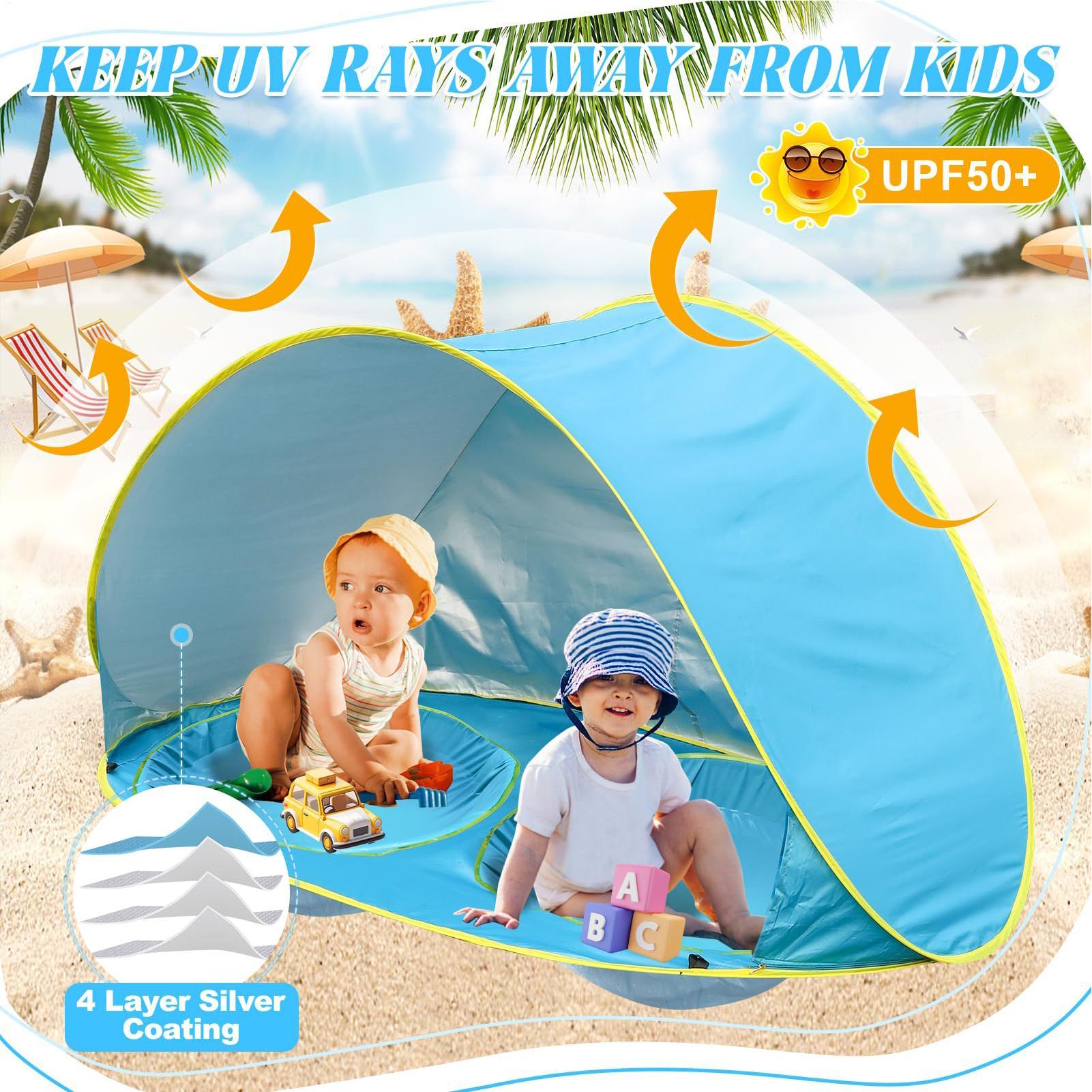 Kid Beach Tent With Pool UV Pr - Gazebo Pop Up ulasan dan harga