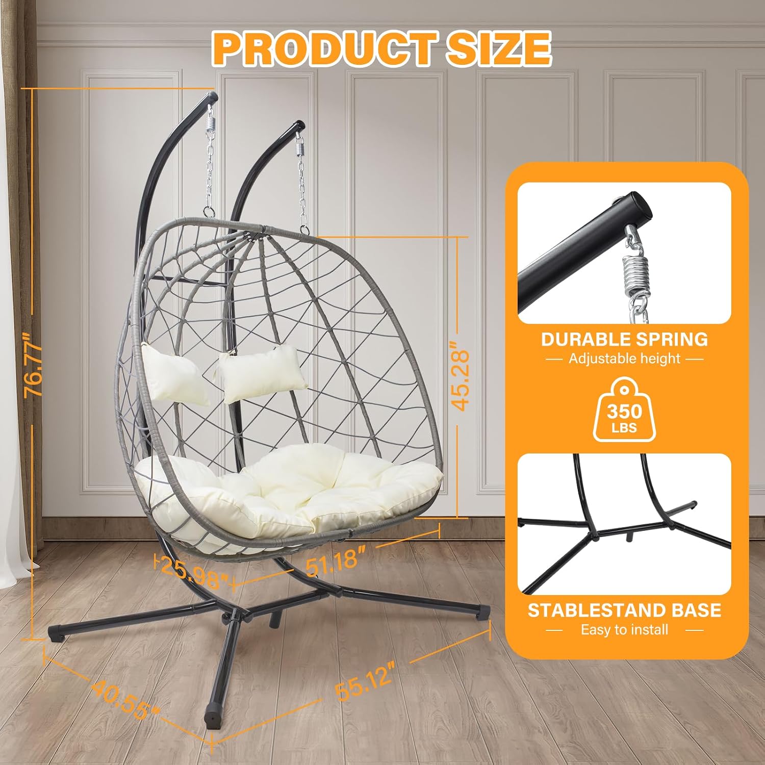 Egg Swing Chair with Stand, Ou - Hanging Egg Chair ulasan dan harga