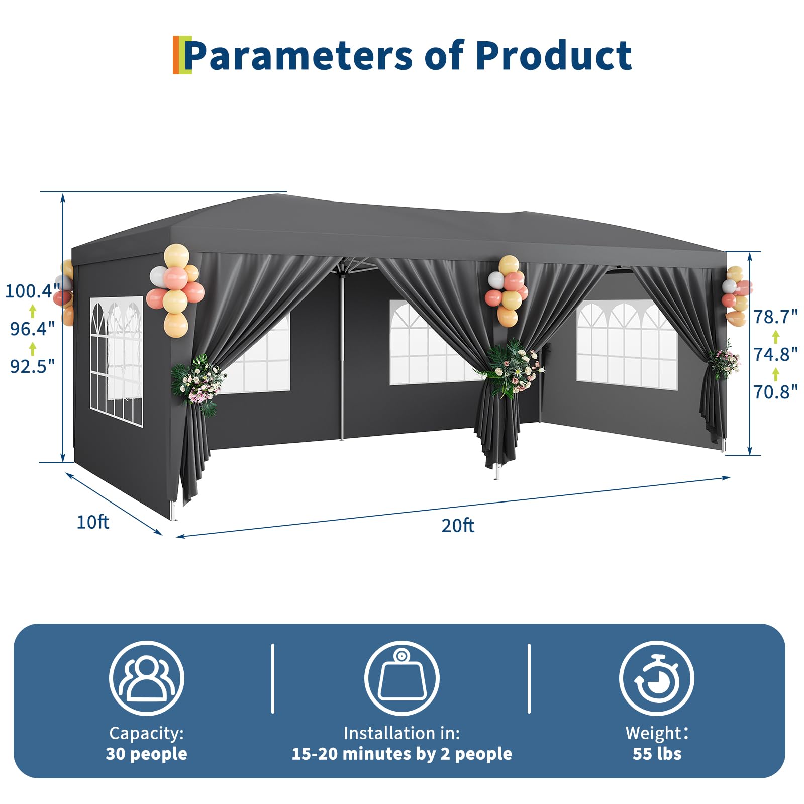 10x20 Pop Up Canopy Tent With  - Gazebo Pop Up ulasan dan harga
