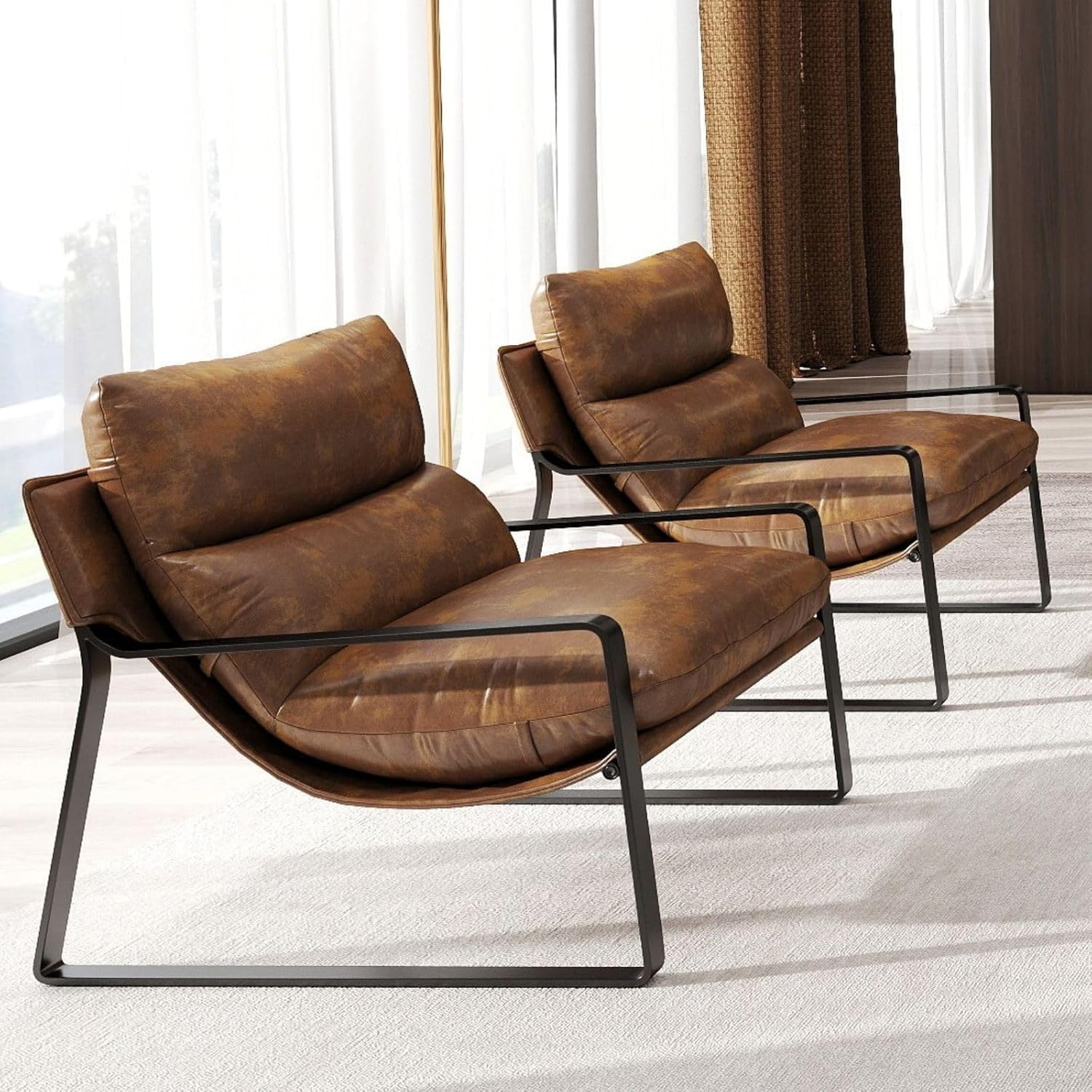 PU Leather Accent Armchair Set - Adirondack Chair Wood ulasan dan harga